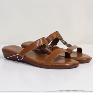 Tuscany by Easy Street Tan Rhinestone Weaved Braided Slide Sandals NWOT